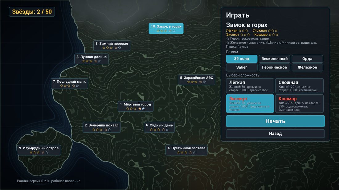 The world map with ten battlefields